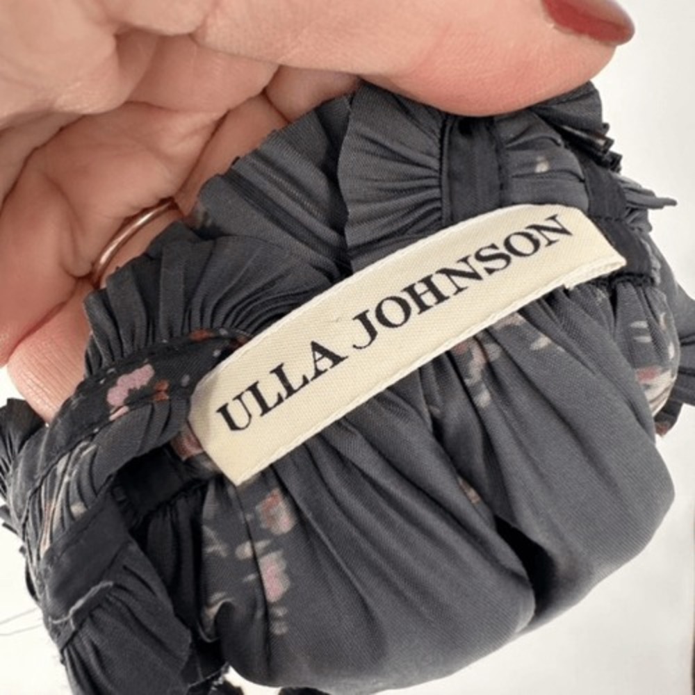 Ulla Johnson Margot Blouse Womens 2 Black Floral Smocked Halter Boho Cottagecore - Picture 5 of 12